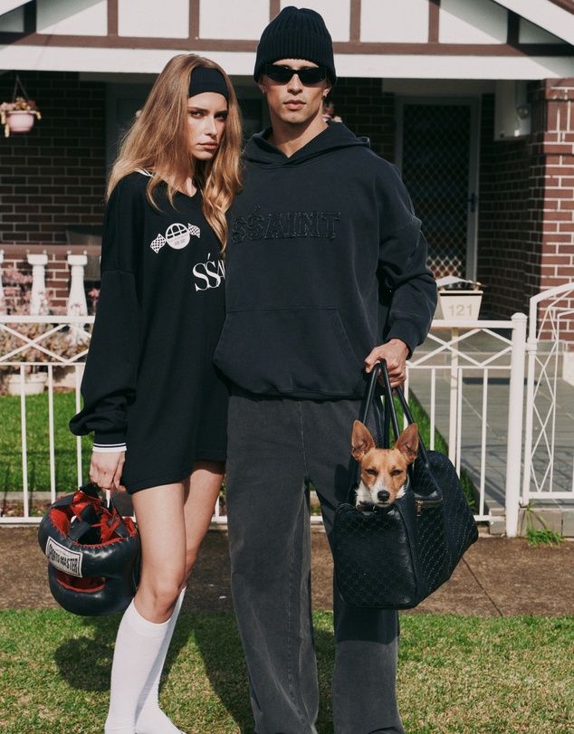 SSAINT - Champion Hoodie - Acid Wash Charcoal