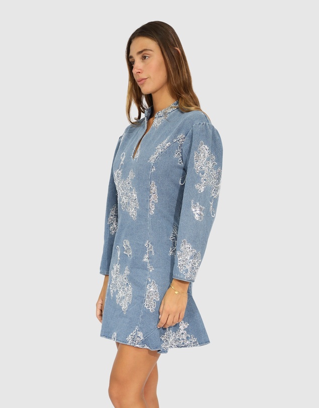 Belle & Bloom - Heart You Denim Beaded Mini Dress