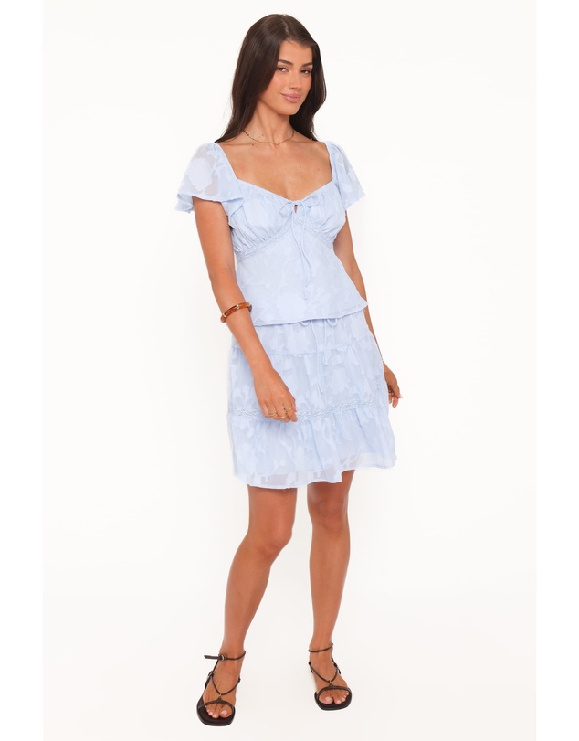 Petal & Pup - Clodagh Textured Flutter Top - Powder Blue