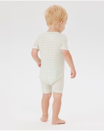 Kynd Baby - Day or Night Onesie Short Sleeve in Sage Stripe