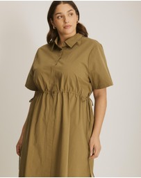 Atmos&Here Curvy - Tara Cinch Waist Midi Shirt Dress