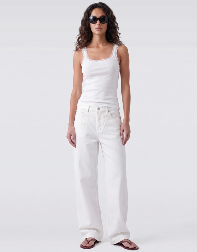 Style Addict - Lace Trim Tank - White