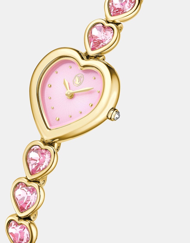 Swarovski - Idyllia Heart Watch, Crystal Bracelet, Pink, 18K Gold Finish