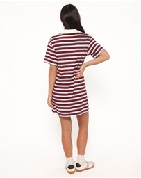 Petal & Pup - Gordie Mini Dress - Burgundy Stripe