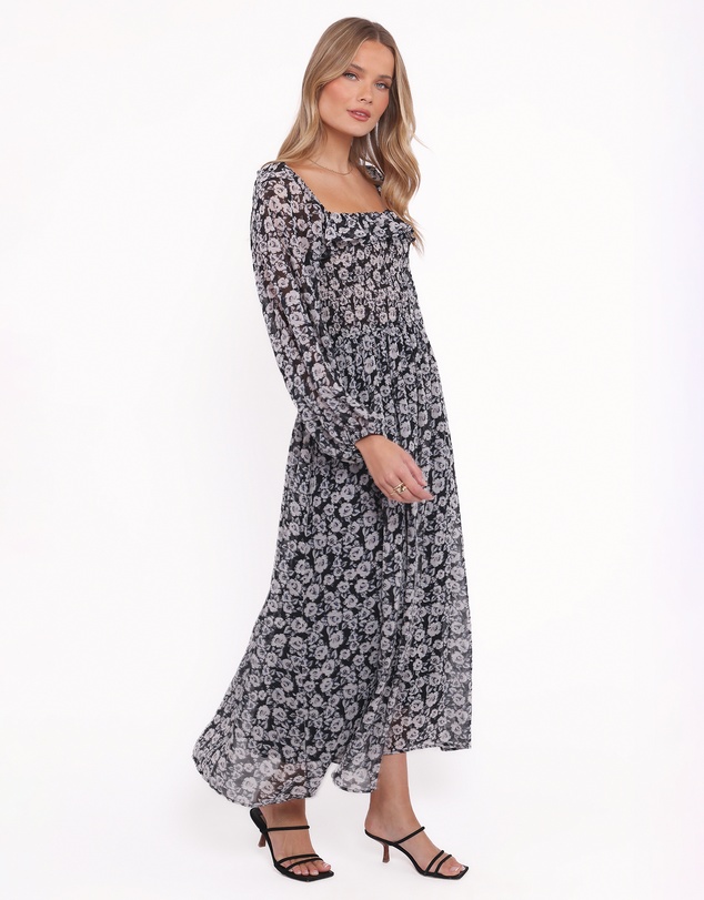 Petal & Pup - Faith Long Sleeve Maxi Dress - Black Floral
