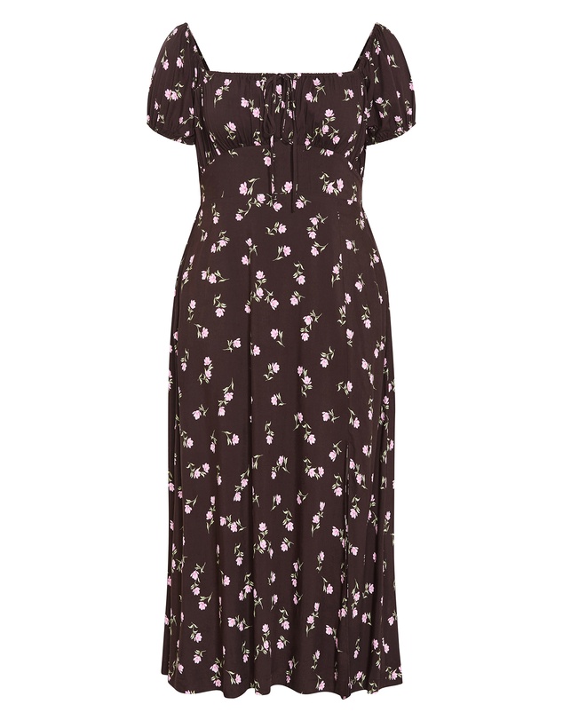 City Chic - Abbie Short Sleeve Field Print Maxi Dress