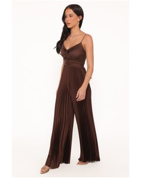 Petal & Pup - Angelique Pleated Jumpsuit - Chocolate Brown