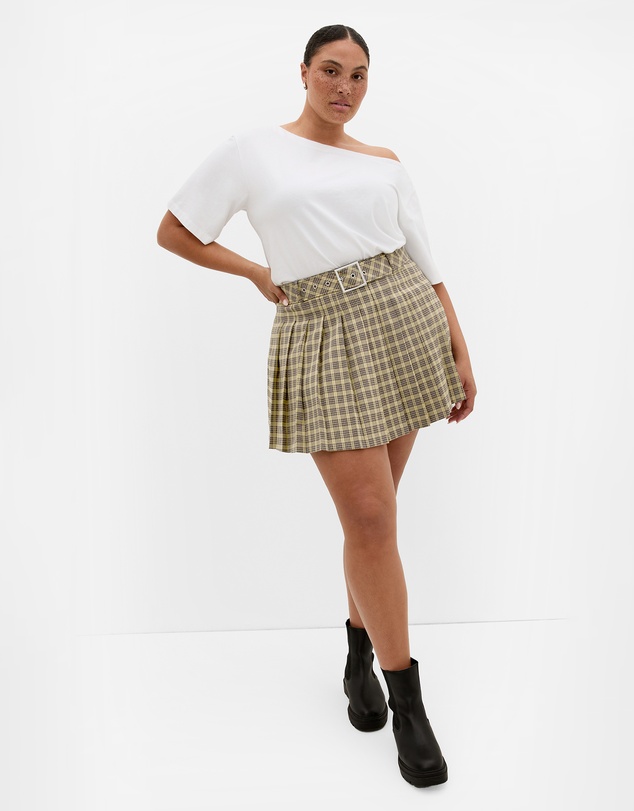 City Chic - Plus size Preppy Check Mini Skort - butter