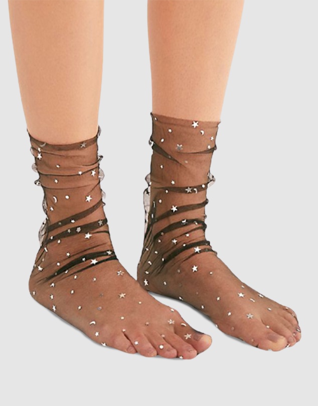 High Heel Jungle - Starry Sky Tulle Socks - Black