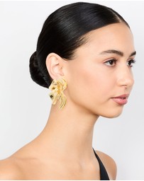Lovisa - Gold Plated Textured Flower Fan Earrings