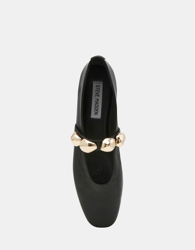 Steve Madden - Poppin Black Leather Flats