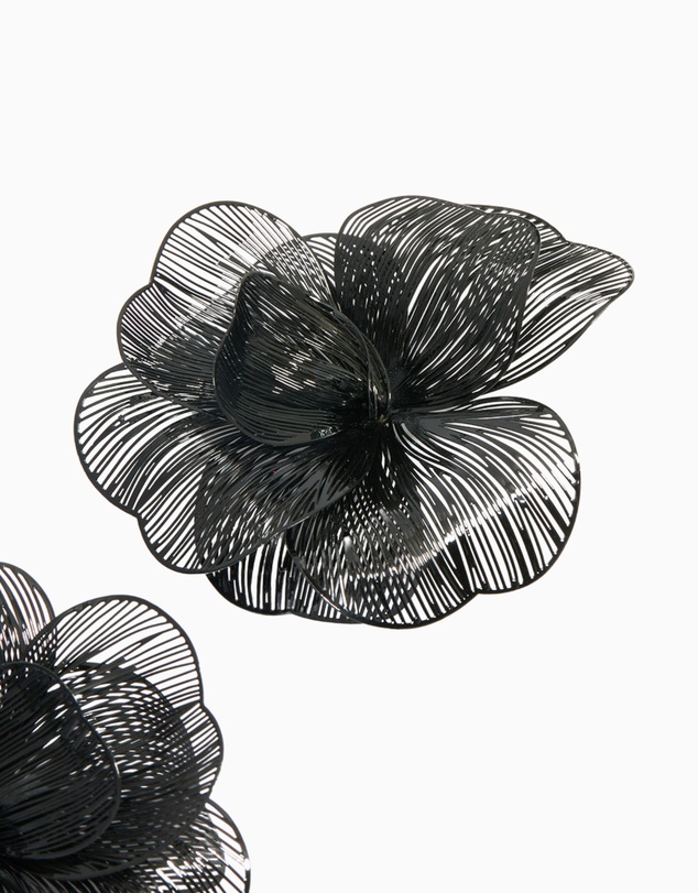 Lovisa - Black Coated Metal Laser Cut Full Flower Earrings
