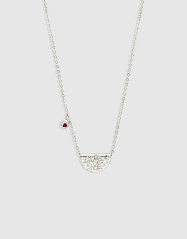 By Charlotte - Silver Lotus Birthstone Necklace - July