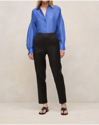 Trenery - Stretch Linen Blend Pull On Pant in Black