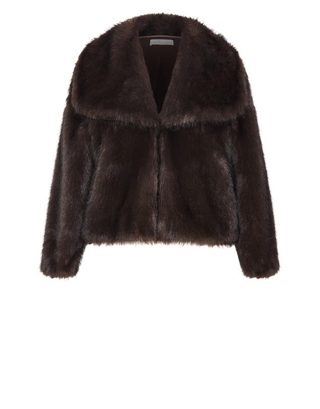 City Chic - Plus size Faith Faux Fur Jacket - espresso