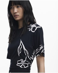 Desigual - Asymmetric dress with floral strokes