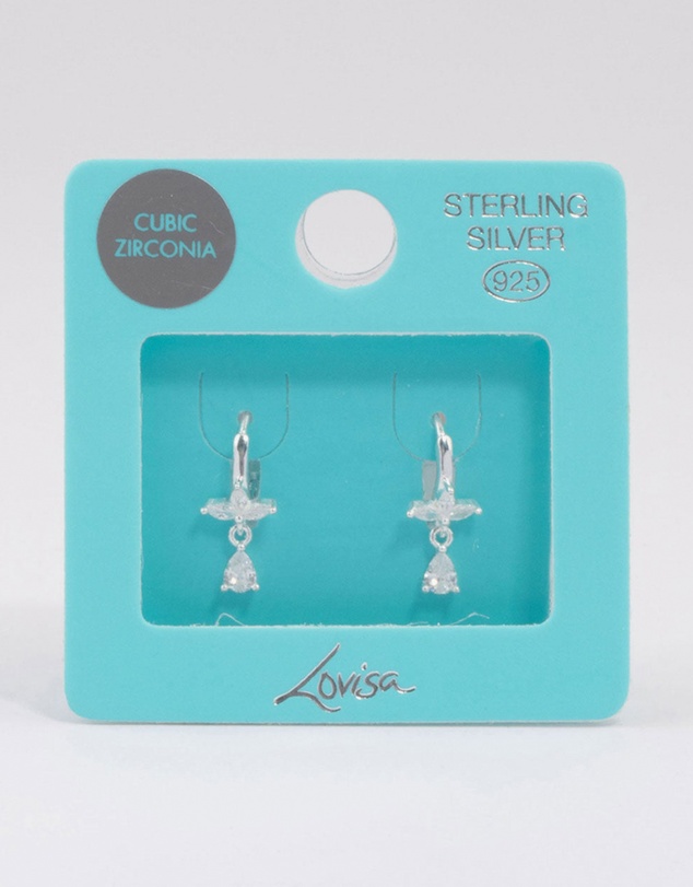 Lovisa - Sterling Silver Trio Marquise Huggie Pear Earrings