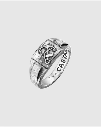 Haze & Glory - ICONIC EXCLUSIVE - Cast Away Anchor Signet Ring in Oxidised 925 Silver