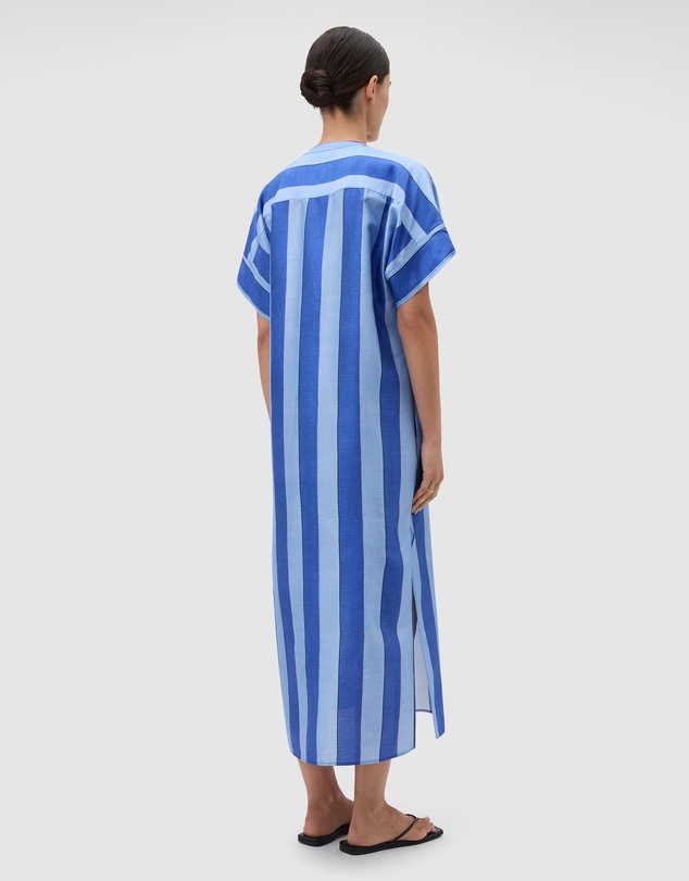 Oroton - Slub Silk Stripe Column Dress
