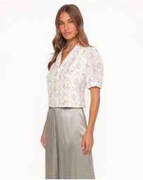 Petal & Pup - Steele Button Front Top - White Vintage Floral