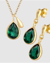 Elli Jewelry - Jewelry Set Drop Set Ear Hanger Quartz Gemstone in 925 Sterling Silver Gold Plated