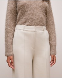 Trenery - Ponte Tailored Wide Leg Pant in Stone