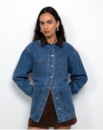 AERE - Denim Contrast Collar Jacket