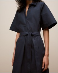 Trenery - Cotton Poplin Belted Popover Dress in Night Sky