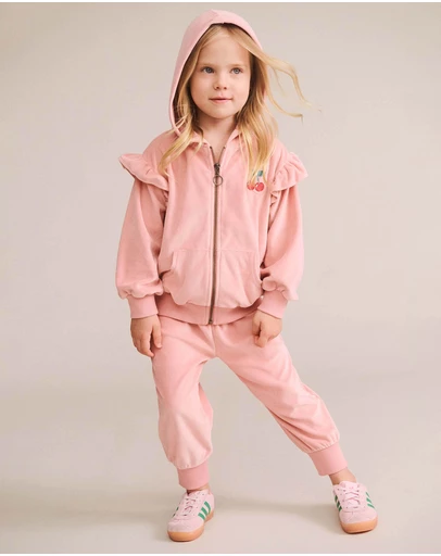 Huxbaby - Cherry Embroidered Velour Zip Hoodie - Babies-Teens