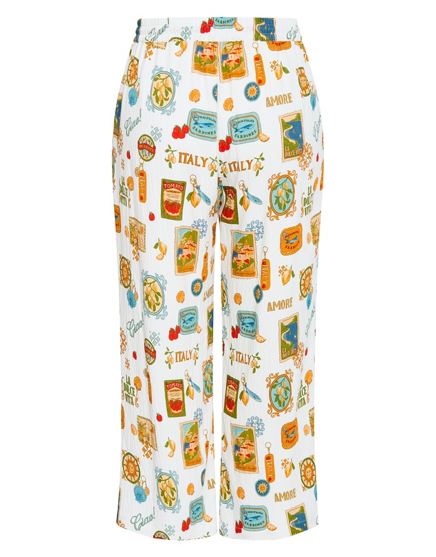 City Chic - Plus Size Amore Print Wide Leg Pant - ivory