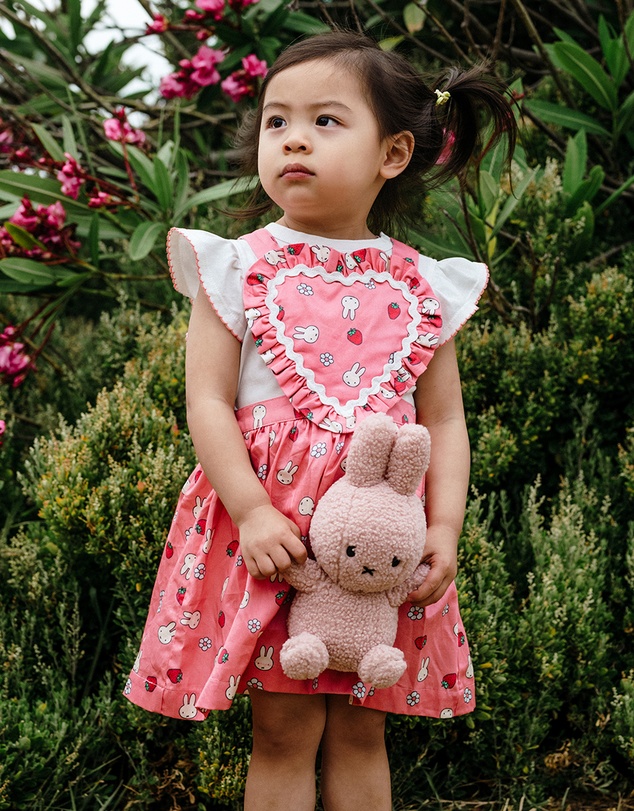 Kynd Baby - Miffy Heart Pinafore in Strawberry