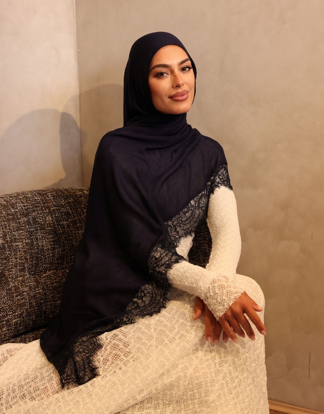Mod Squad - Lace trim modal hijab - Ink