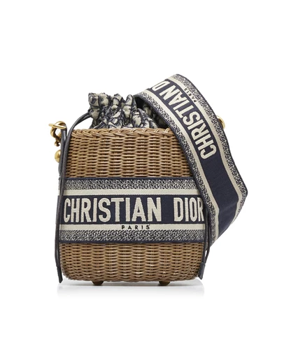 Dior - Pre-Loved Oblique Wicker Bucket Bag