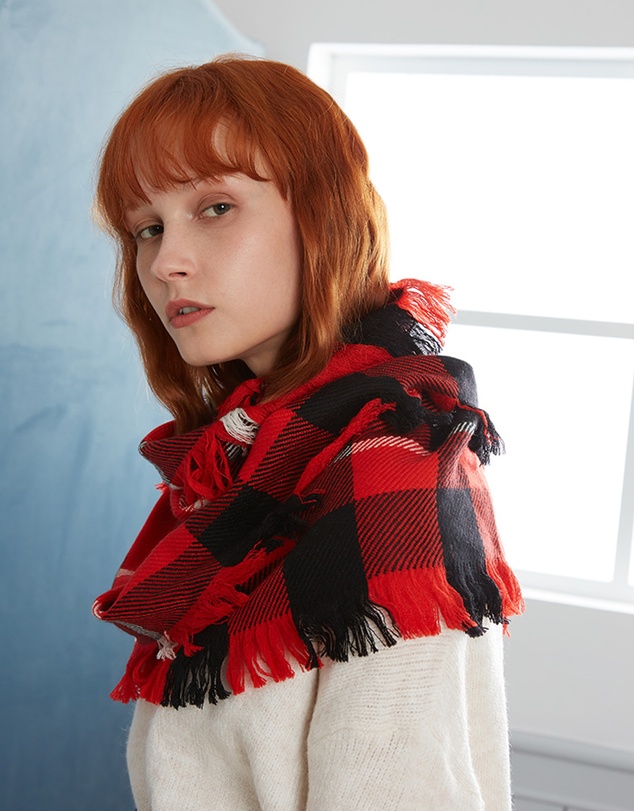 Ozwear Connection Uggs - Ugg Fringed Check Wool Scarf Red and Check