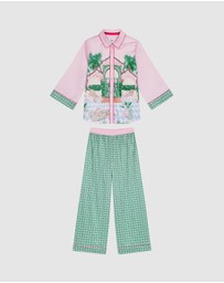 Chelsea Peers - Satin The Clubhouse Print Long Pyjama Set