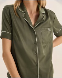 Gingerlilly - Sonia Olive Satin Short PJ Set