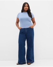 City Chic - Plus size Karla Short Sleeve Tee - dusty blue