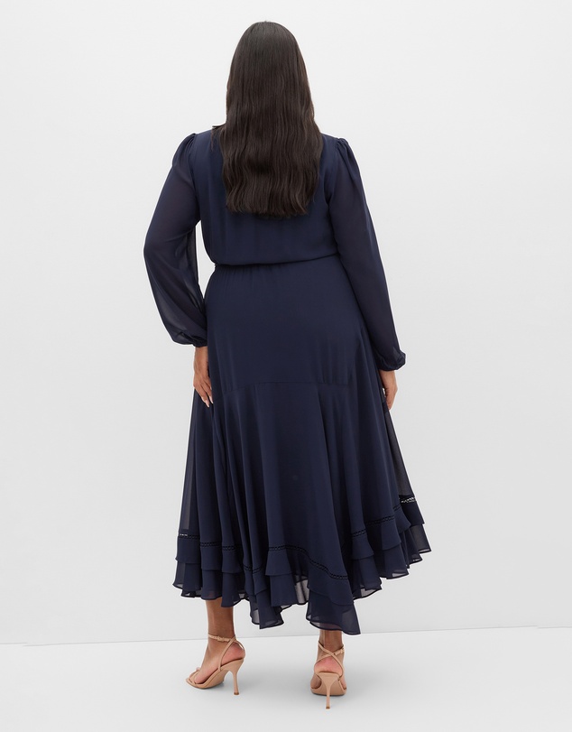 City Chic - Plus size Yasmin Long Sleeve Maxi Dress - navy