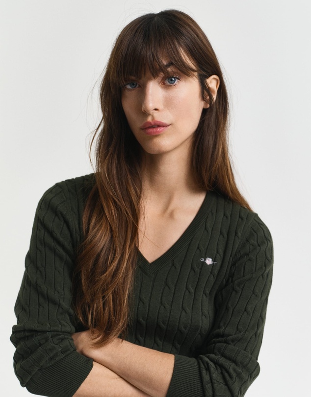 Gant - Stretch Cotton Cable V-Neck Knit