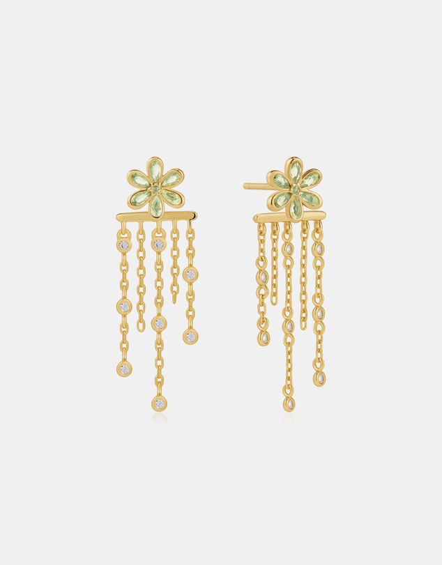 Ania Haie - Gold Floral Tassel Drop Stud Earrings