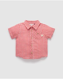 Purebaby - Christmas Linen Blend Shirt -Kids-Babies