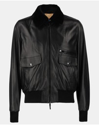 Henry Bucks - McKinnon Franco Nero Lambskin Aviator Bomber Jacket