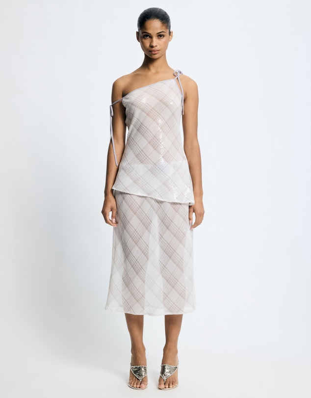 Lover - Venus Sequin Check Asymmetrical Top