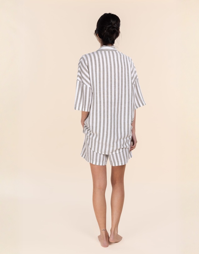 Gingerlilly - Evie Olive Stripe Linen Short Set