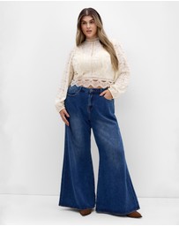 City Chic - Plus size Lucielle Long Sleeve Top - porcelain