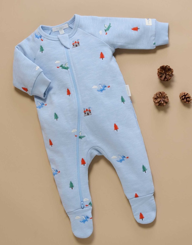 Purebaby - Embroidered Fleece Growsuit -Kids-Babies