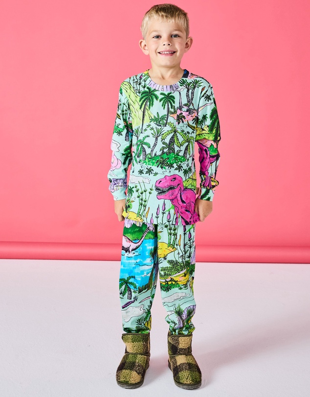 Kip&Co - Jurassic Kids Organic Cotton Long Sleeve Top Pants Pyjama - Kids-Teens
