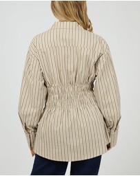 All About Eve - Aae Ruched Stripe Shirt Natural