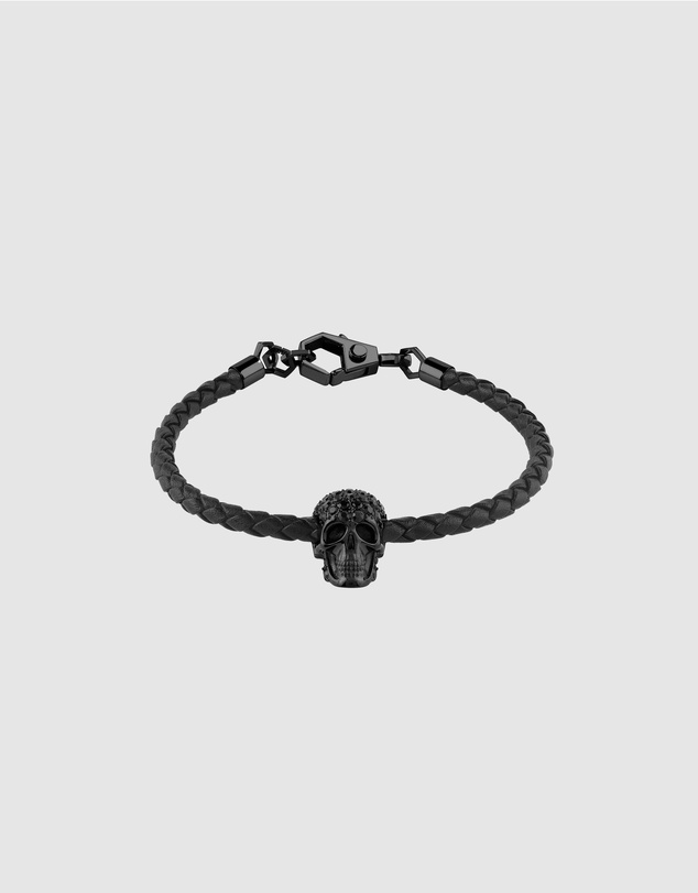 Philipp Plein - Plein Elite IP Black Crystal Skull Leather Bracelet