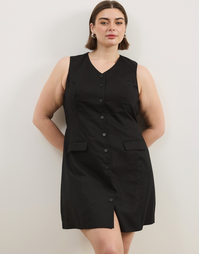 Atmos&Here Curvy - Juno Tailored Linen Blend Mini Dress